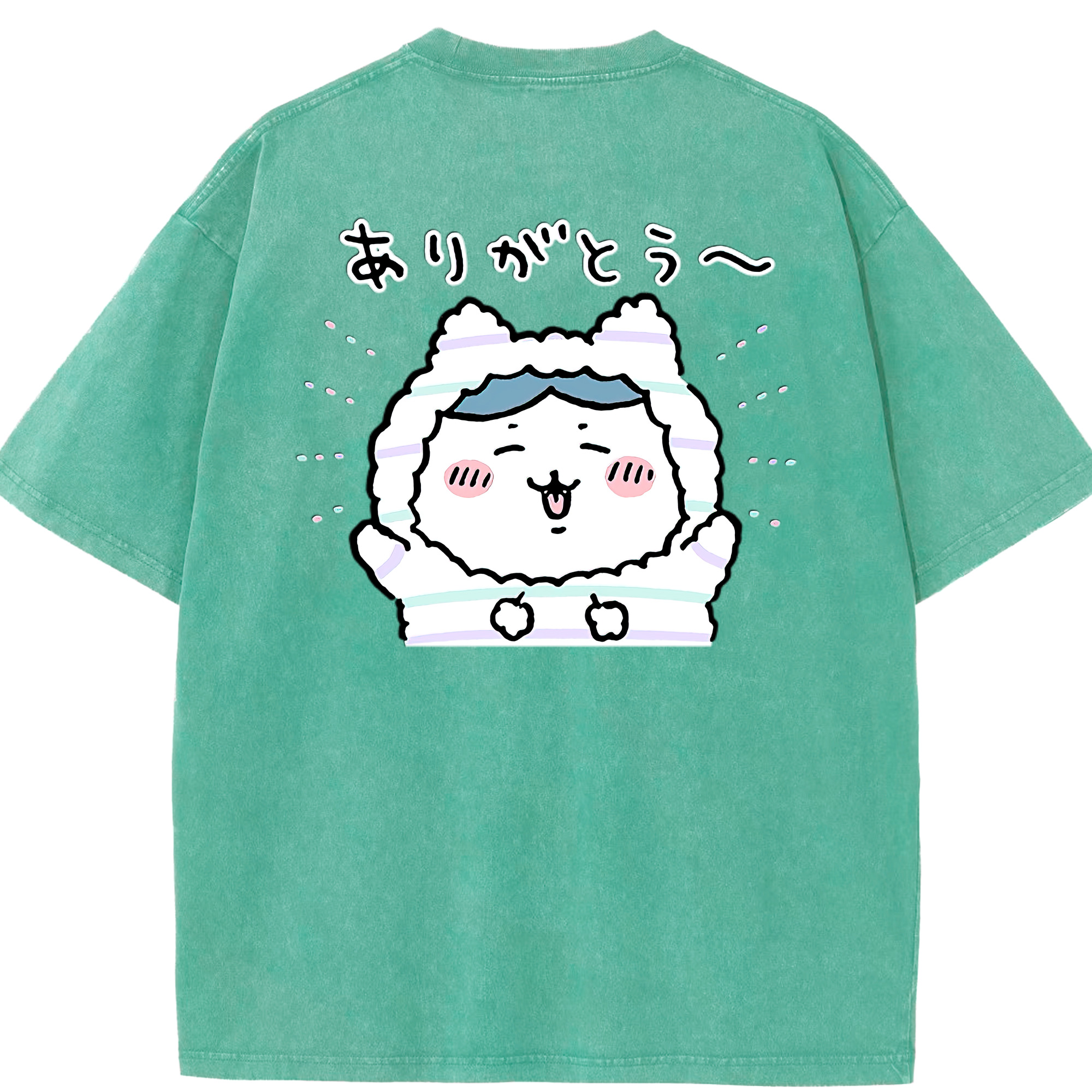 （画像用） ちいかわ ハチワレ Chii-kawa hachiware 綿100% ヴィンテージ風 半袖Tシャツ（背面プリント）